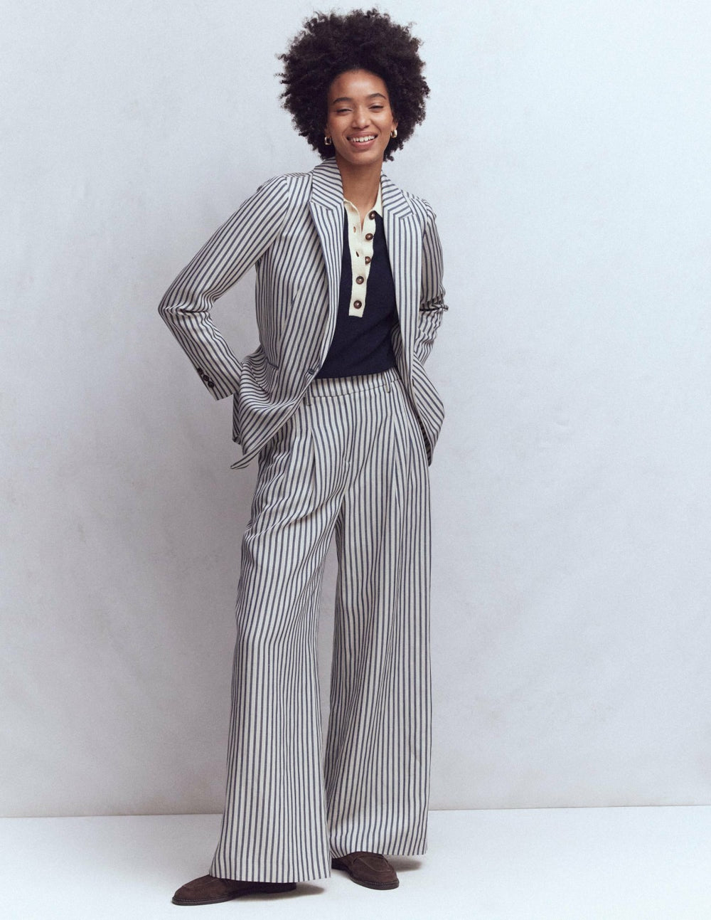Woodbridge Relaxed Blazer-Blue and Ivory Stripe / Boden On sale