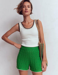 Knitted Pointelle Shorts-Lime Juice Green / Boden us