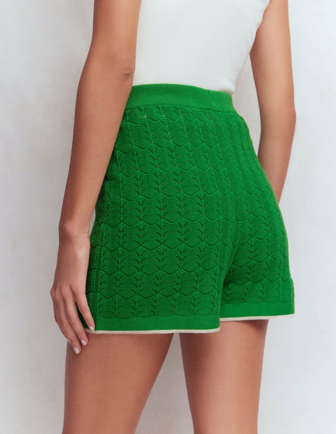 Knitted Pointelle Shorts-Lime Juice Green / Boden us