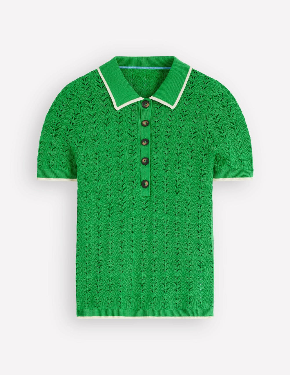Pointelle Henley T-shirt-Online Lime / Boden