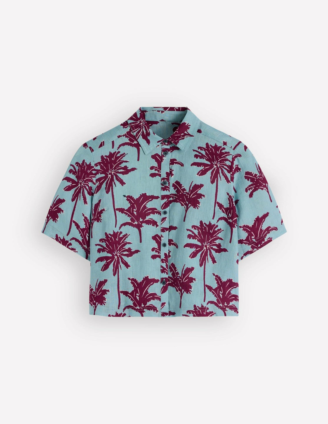 Short Sleeve Linen Shirt-Seamist Blue, Palm Paradise / Boden Sale