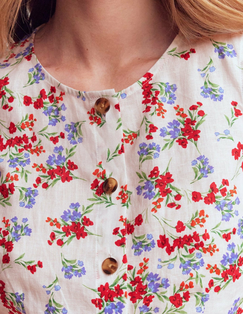Andrea Linen Shell Top-Ivory, Bloom Scatter / Boden Online