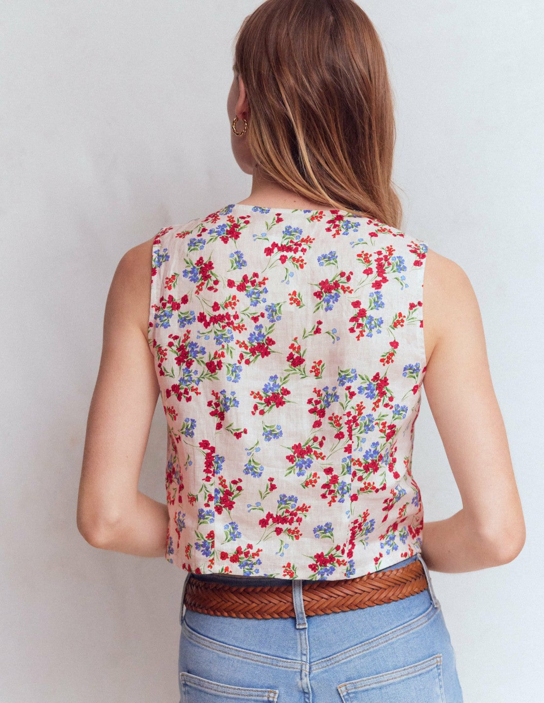 Andrea Linen Shell Top-Ivory, Bloom Scatter / Boden Online