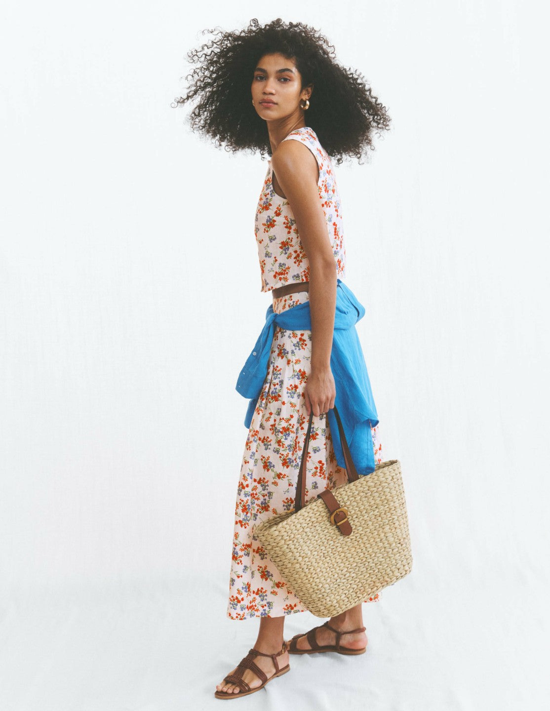 Andrea Linen Shell Top-Ivory, Bloom Scatter / Boden Online