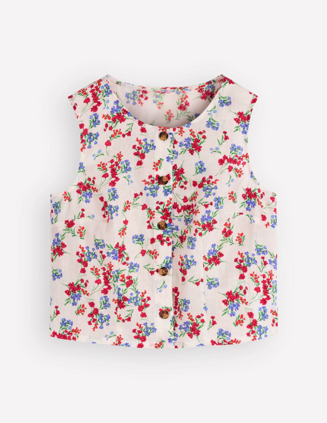 Andrea Linen Shell Top-Ivory, Bloom Scatter / Boden Online