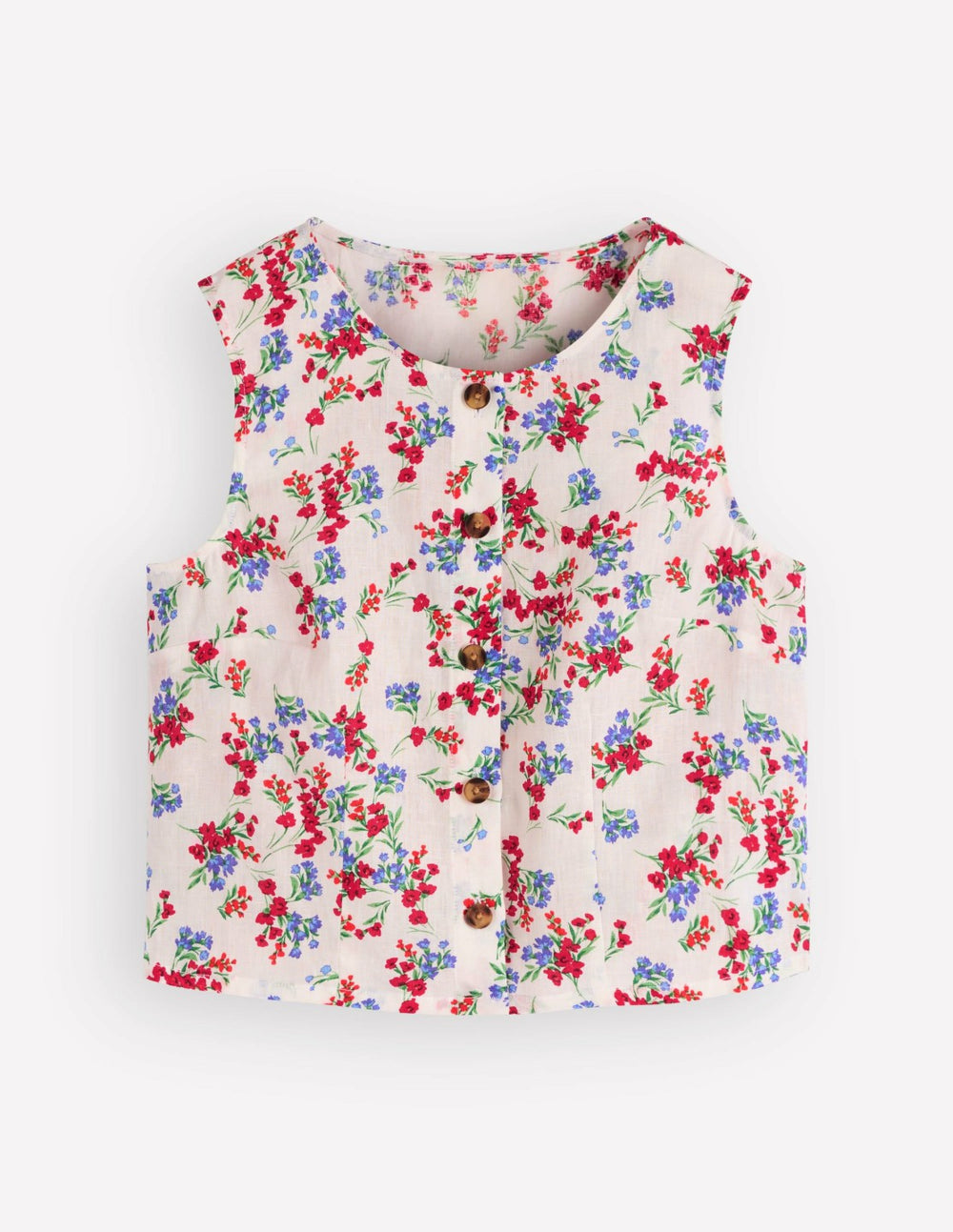 Andrea Linen Shell Top-Ivory, Bloom Scatter / Boden Online