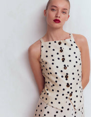 Square Neck Linen Waistcoat-Ivory, Painted Dot Spaced / Boden Outlet
