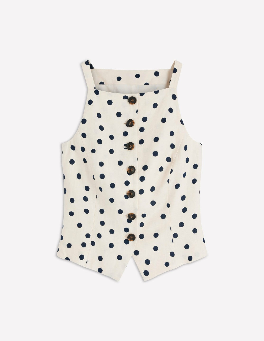 Square Neck Linen Waistcoat-Ivory, Painted Dot Spaced / Boden Outlet