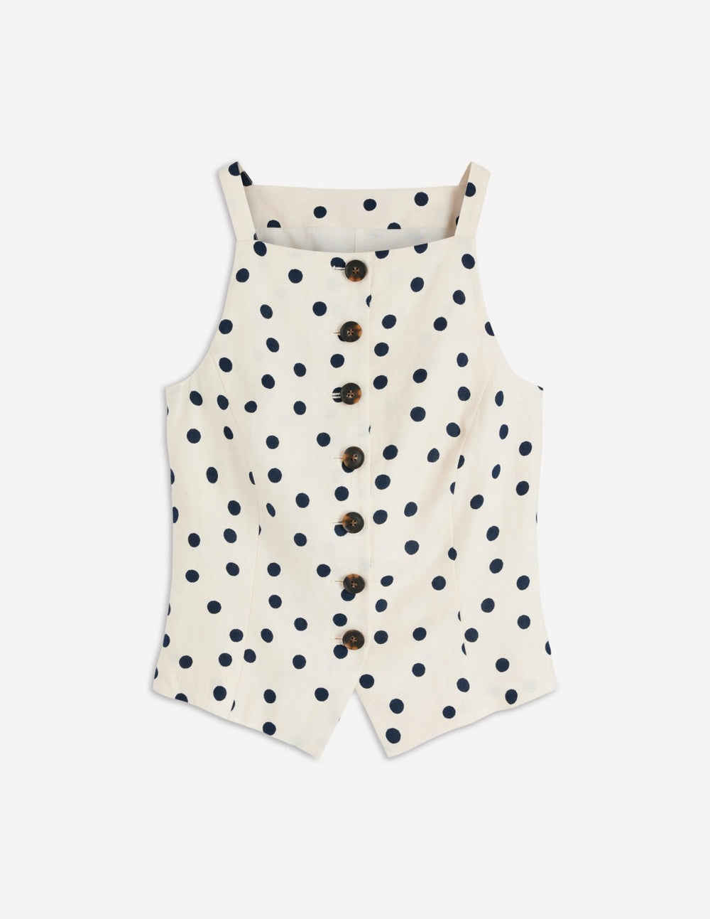 Square Neck Linen Waistcoat-Ivory, Painted Dot Spaced / Boden Outlet