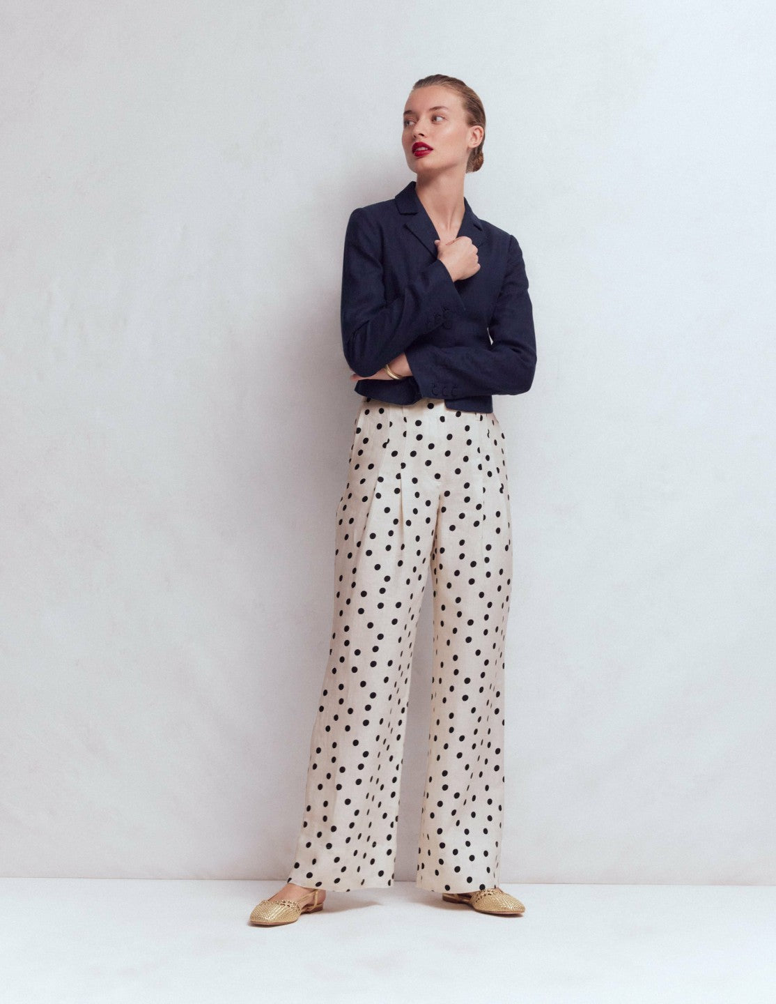 Mayfair Linen Pants-Ivory, Painted Dot / Boden Discount