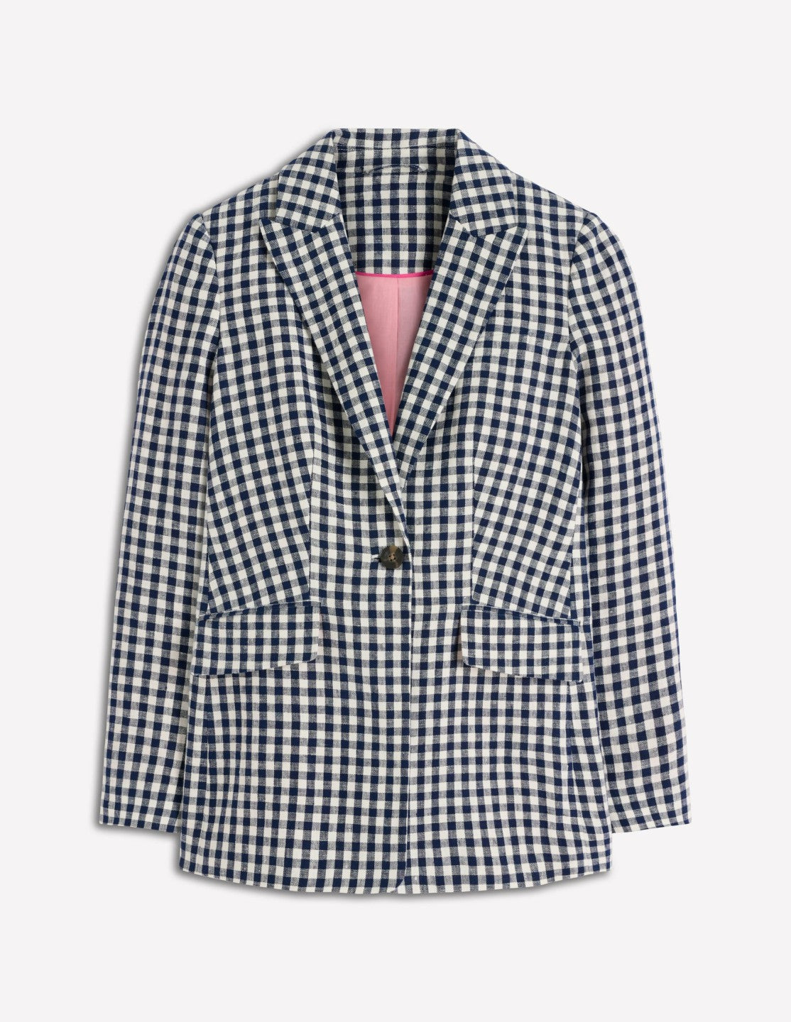 Woodbridge Linen Blazer-Navy, Ivory Gingham / Boden On sale