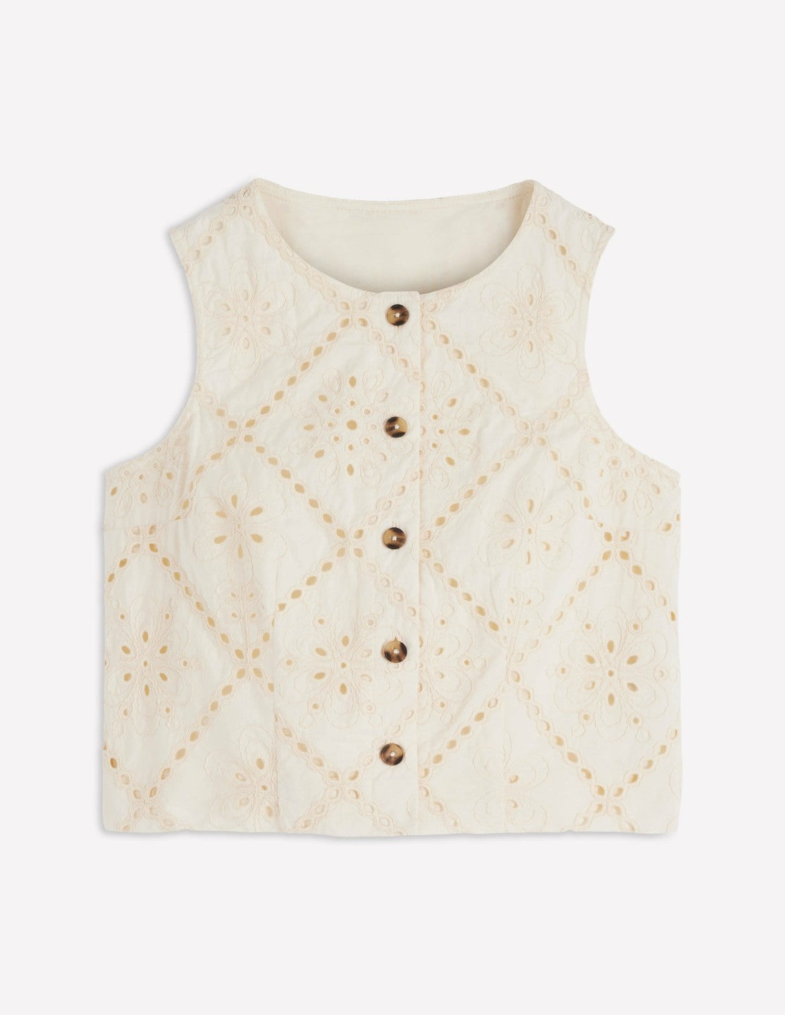 Andrea Cotton Shell Top-Ivory broderie / Boden us