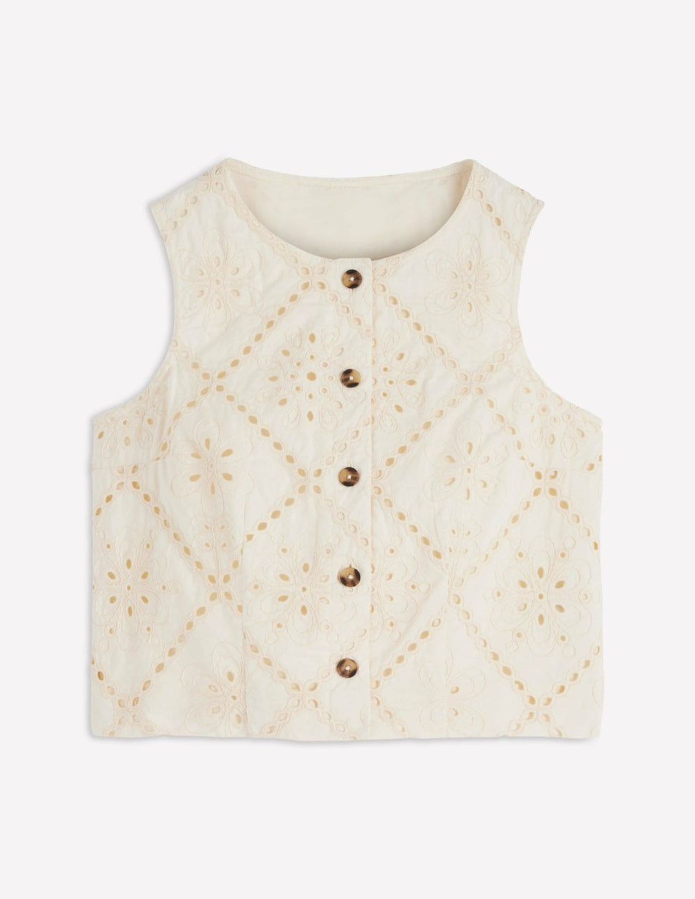 Andrea Cotton Shell Top-Ivory broderie / Boden us
