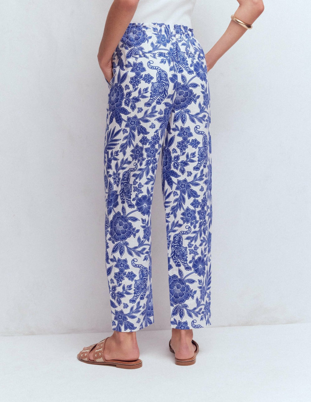 Islington Linen Crop Pants-Mazarine Blue, Tigers Paradise / Boden Sale