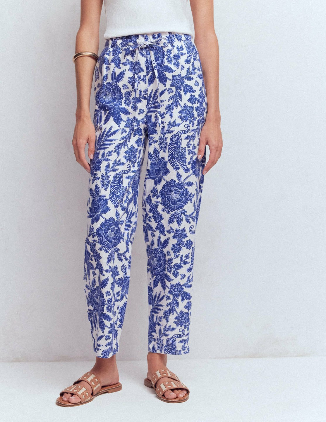 Islington Linen Crop Pants-Mazarine Blue, Tigers Paradise / Boden Sale