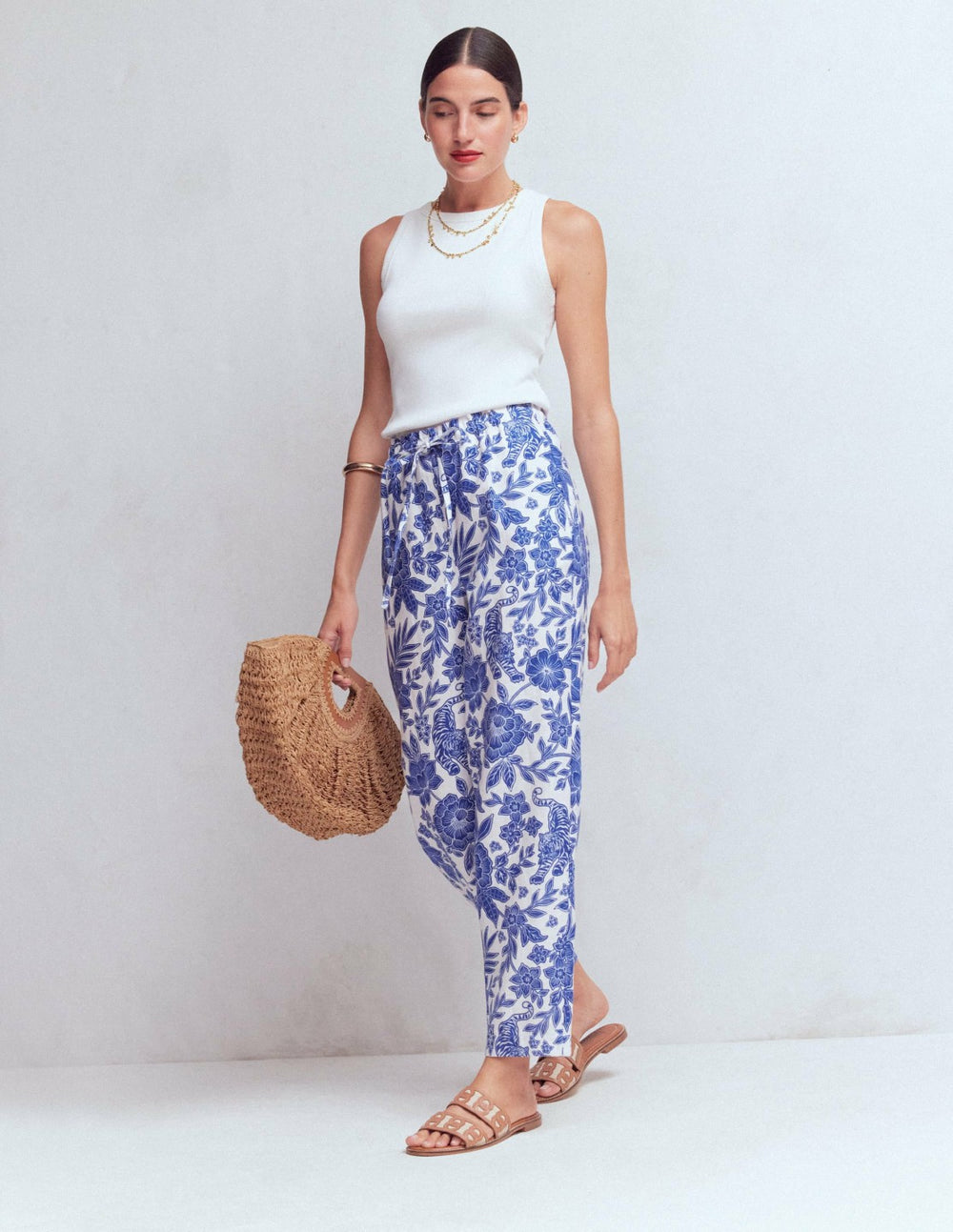 Islington Linen Crop Pants-Mazarine Blue, Tigers Paradise / Boden Sale