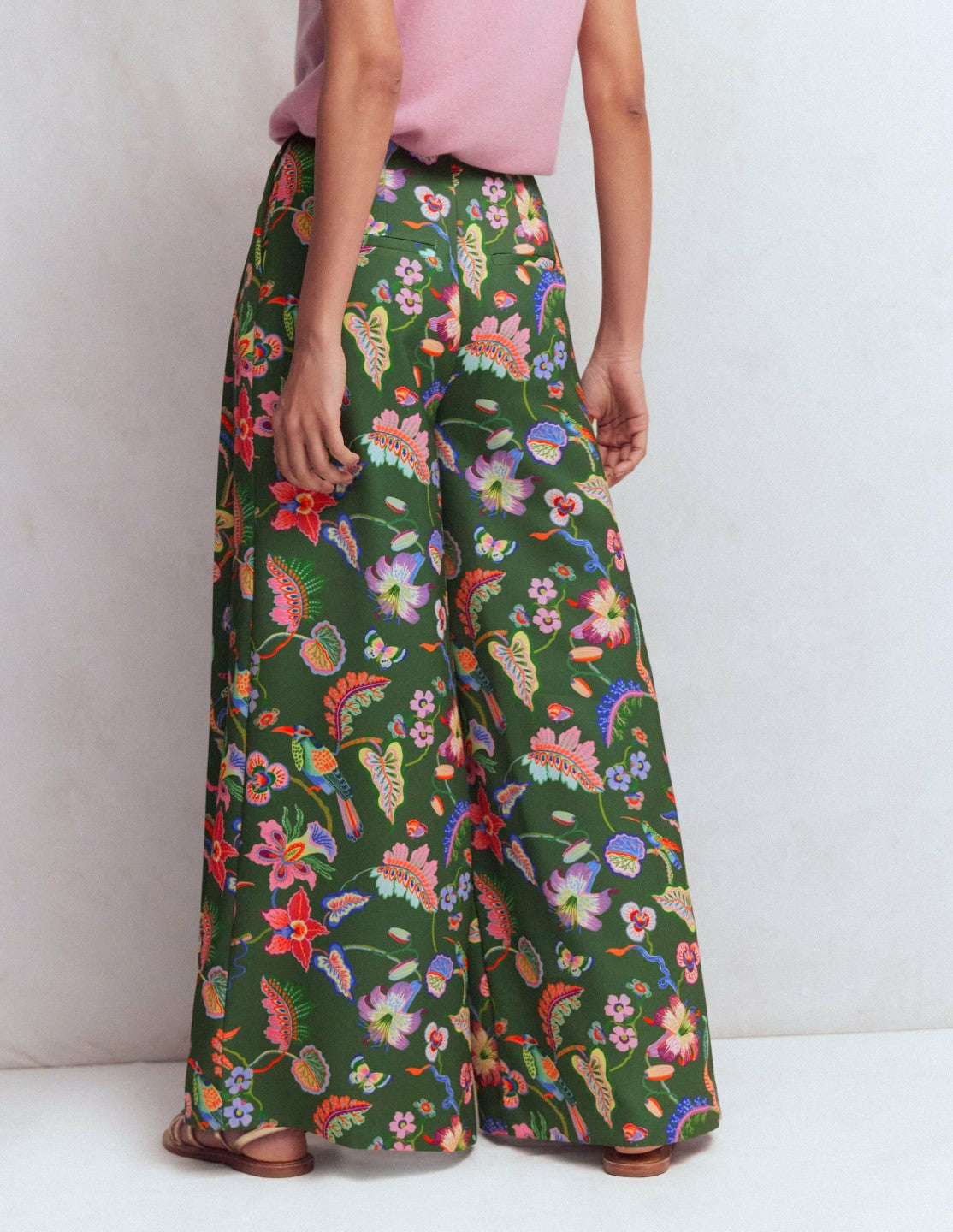 Regent Wide Leg Pants-Hunter Green, Orchid Canopy / Boden Online