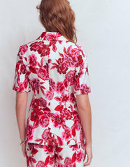 Short Sleeve Cotton Blazer-Sangria Sunset, Floral Print / Boden Outlet