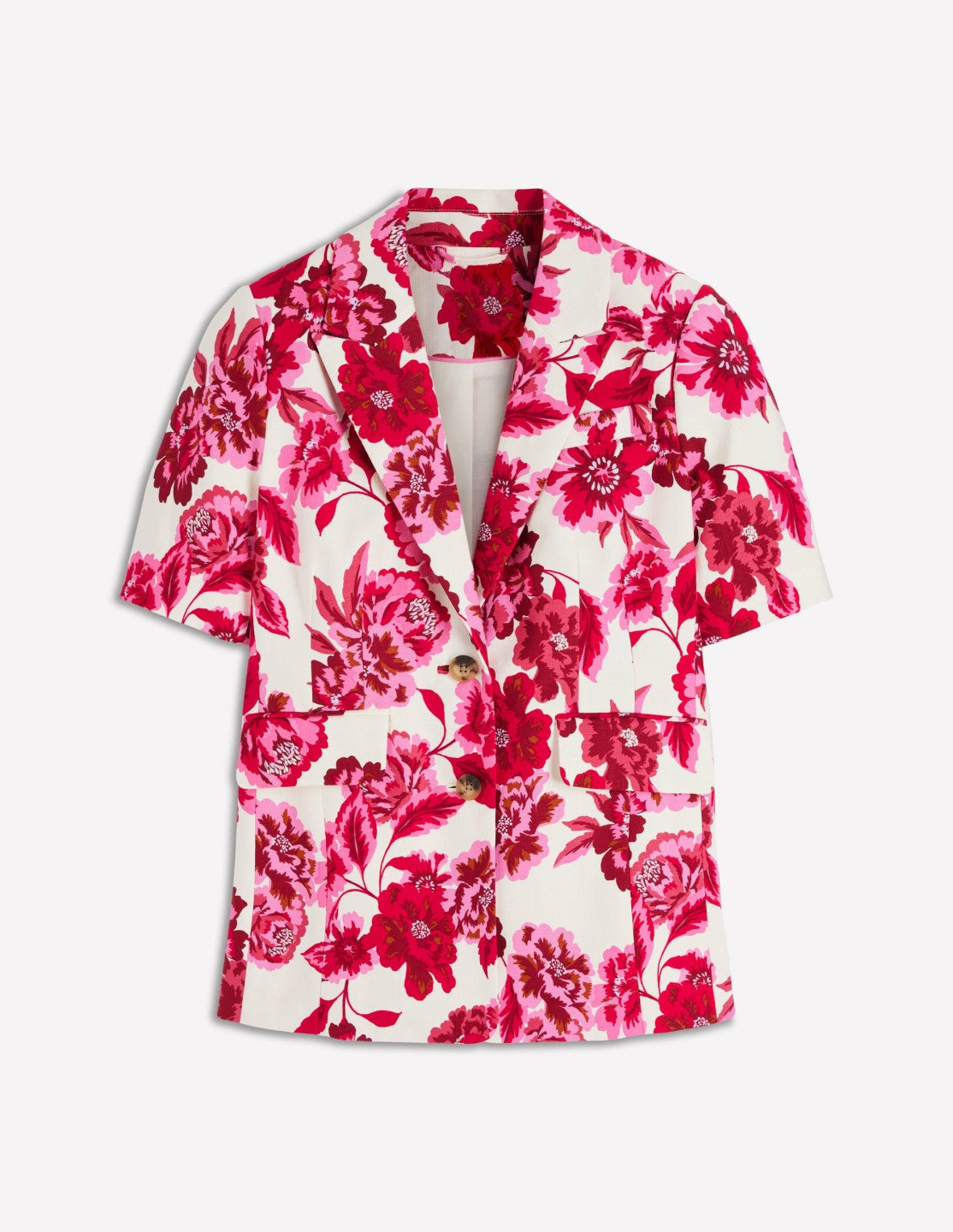 Short Sleeve Cotton Blazer-Sangria Sunset, Floral Print / Boden Outlet