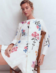 Embroidered Linen Coat-Ivory Embroidered / Boden Discount