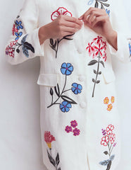 Embroidered Linen Coat-Ivory Embroidered / Boden Discount