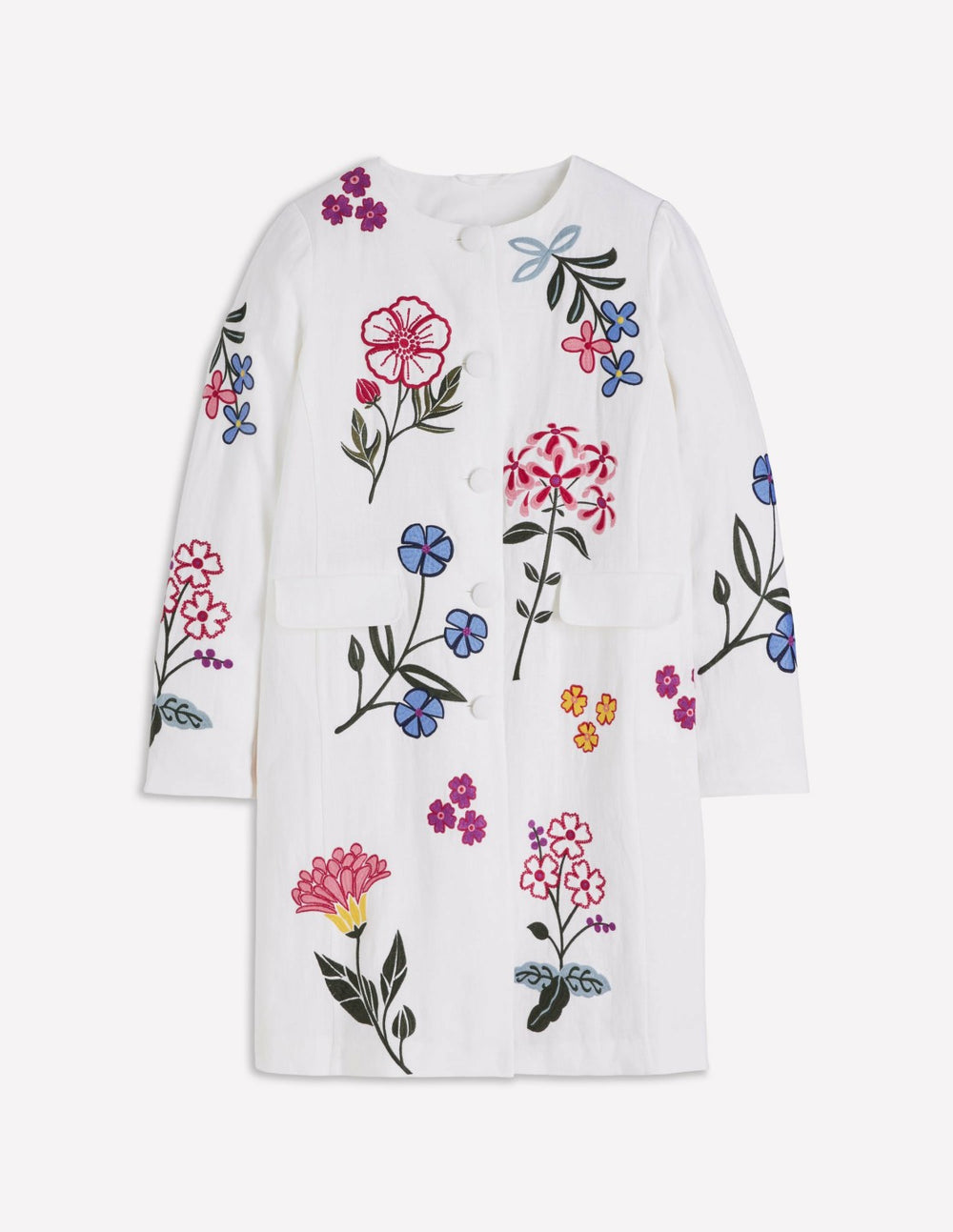 Embroidered Linen Coat-Ivory Embroidered / Boden Discount