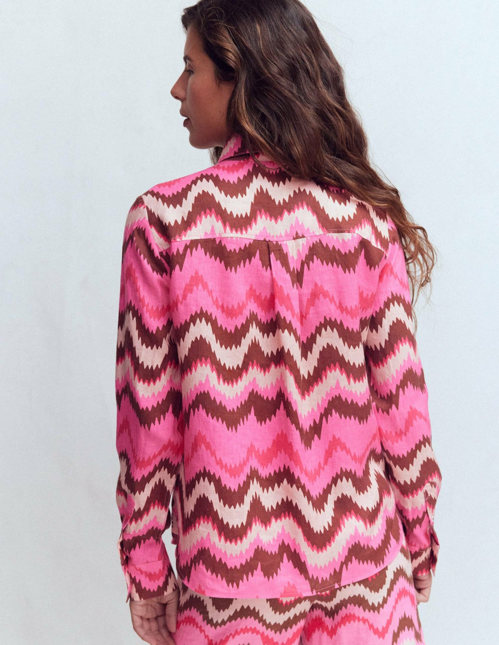 Sienna Linen Shirt-Pink Punch, Zig Zag Wave / Boden On sale