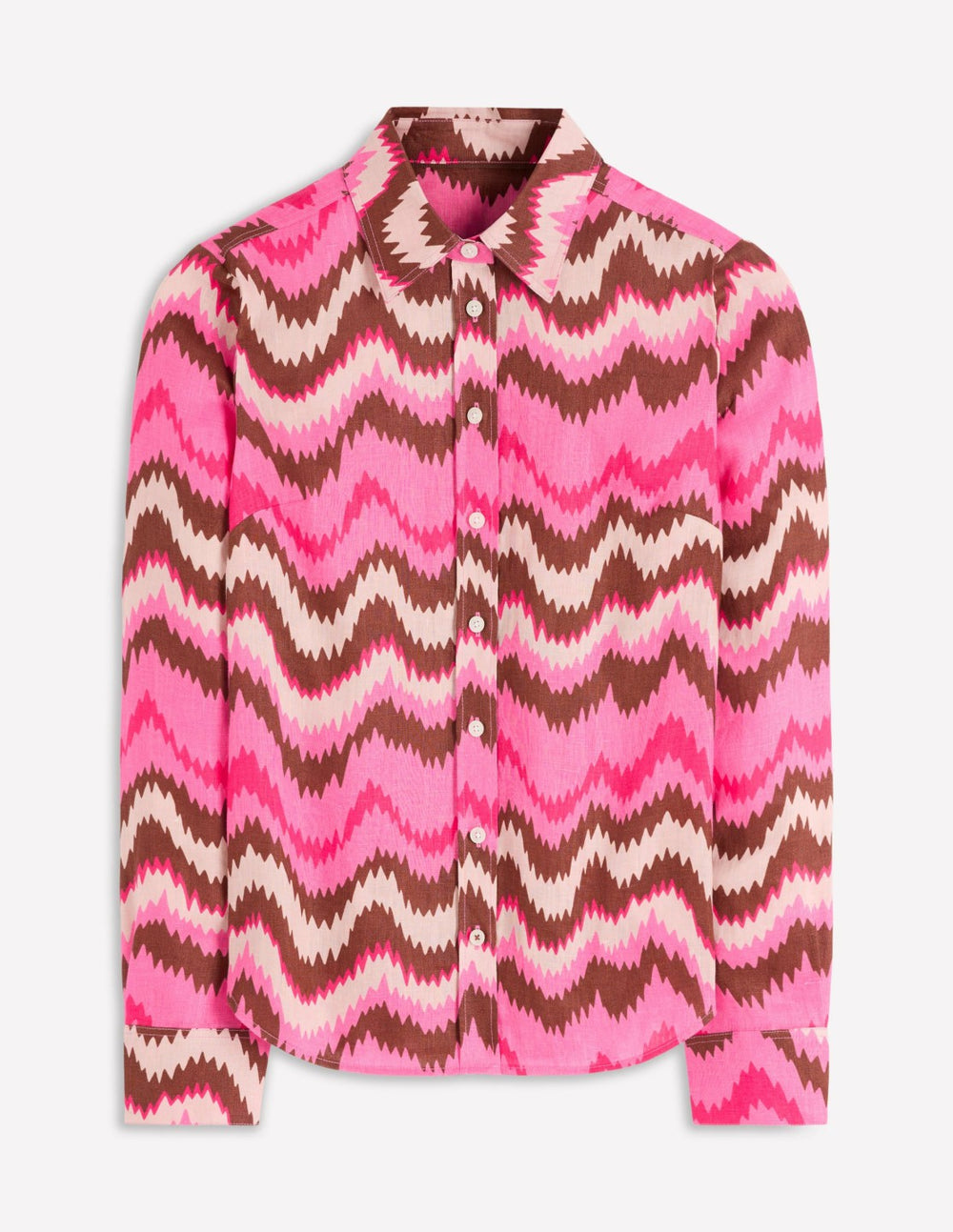 Sienna Linen Shirt-Pink Punch, Zig Zag Wave / Boden On sale