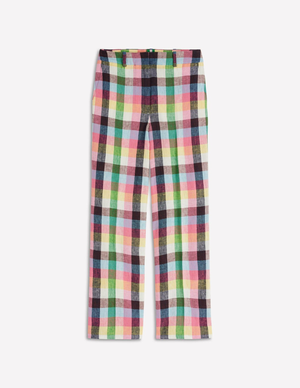 Canonbury 7/8 Linen Pants-Soft Yellow, Pink Multigingham / Boden
