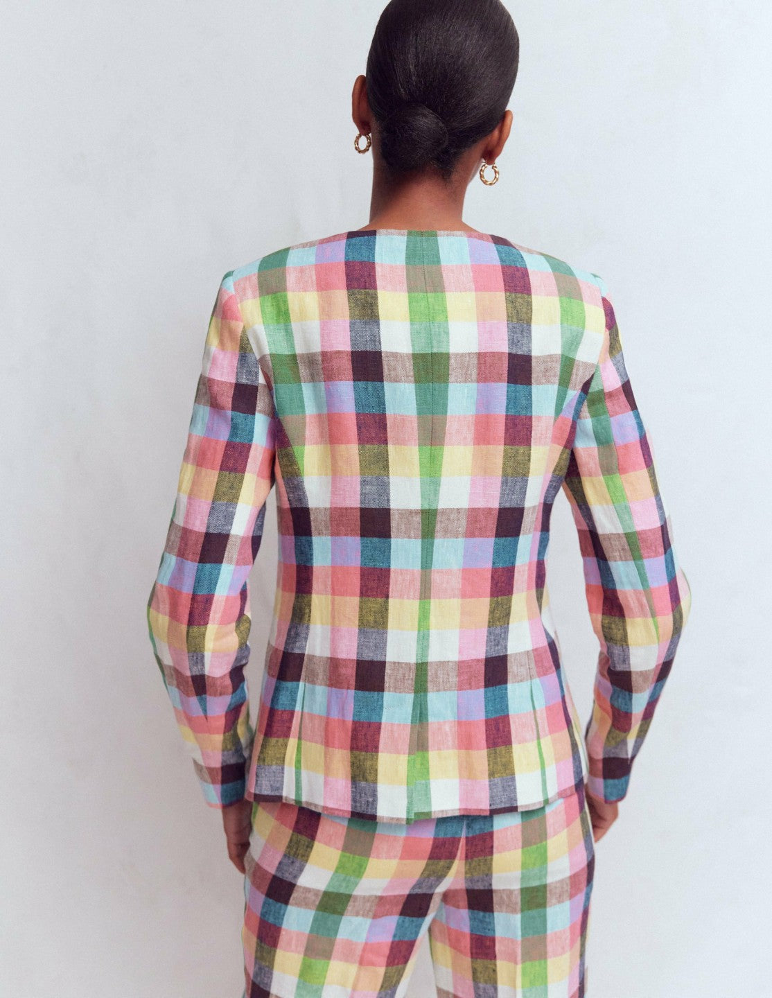 Hampstead Linen Blazer-Soft Yellow, Pink Multigingham / Boden Sale