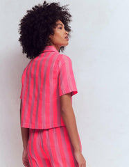 Double Cloth Shirt-Pink, Neon Coral Mid Stripe / Boden Online