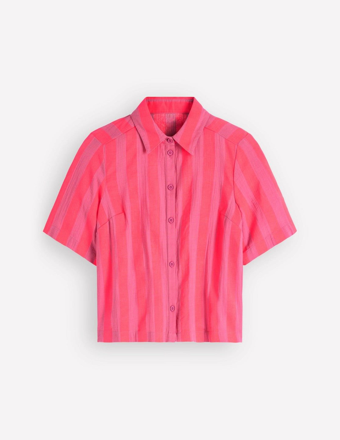 Double Cloth Shirt-Pink, Neon Coral Mid Stripe / Boden Online