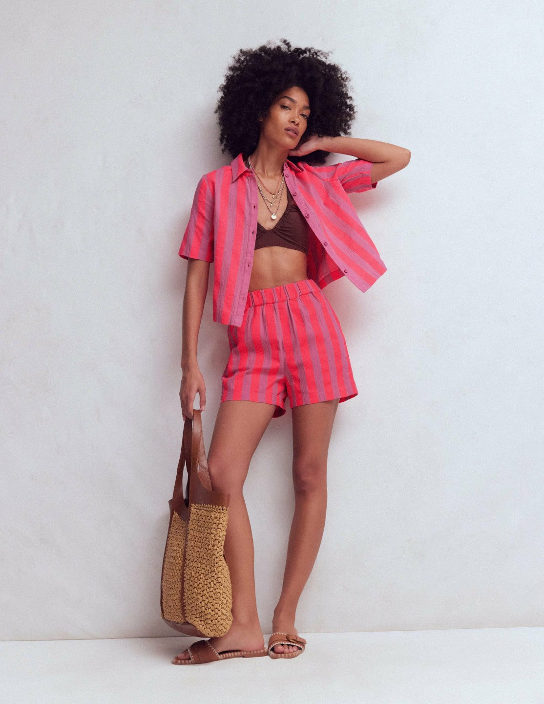Pull On Double Cloth Shorts-Neon Stripe / Boden Outlet