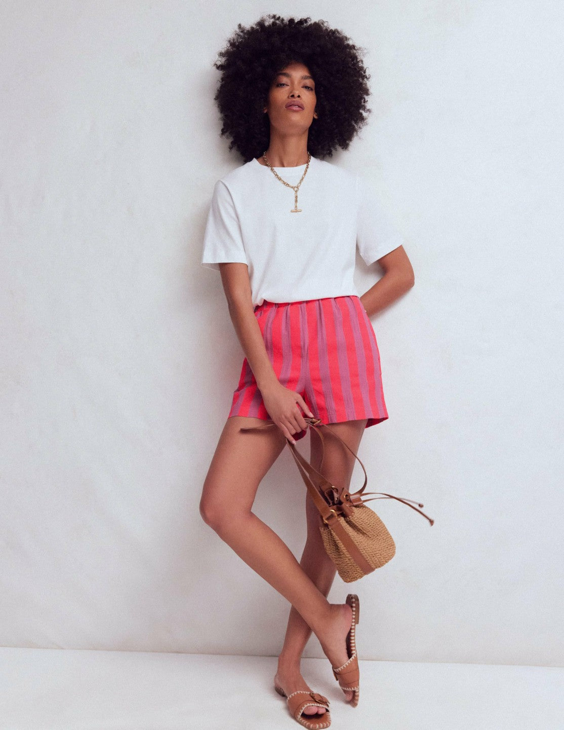 Pull On Double Cloth Shorts-Neon Stripe / Boden Outlet