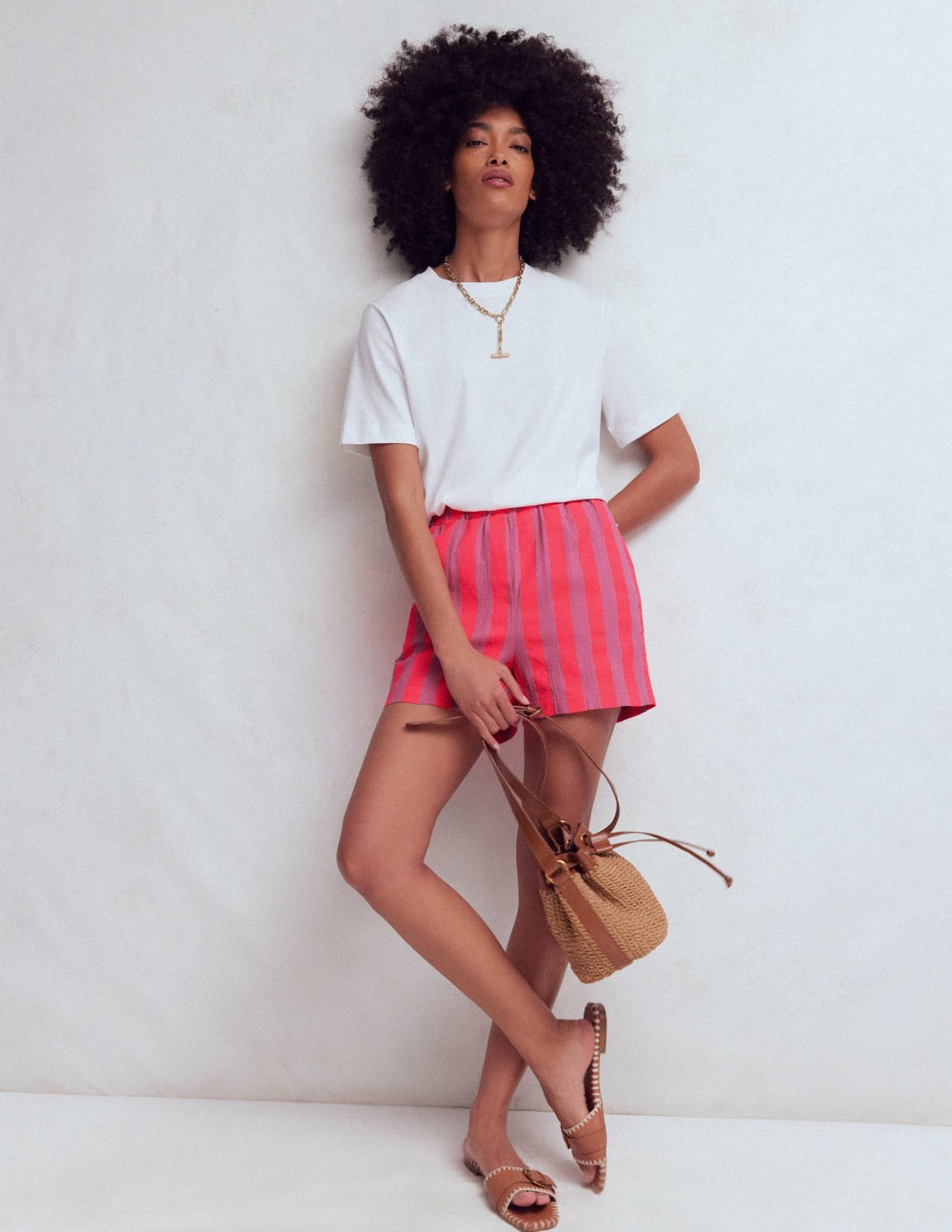 Pull On Double Cloth Shorts-Neon Stripe / Boden Outlet