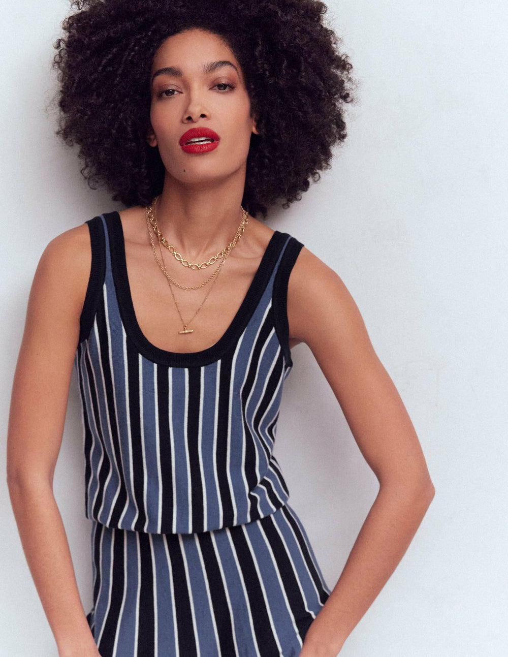 Liz Knitted Tank-True Navy Stripe / Boden Discount