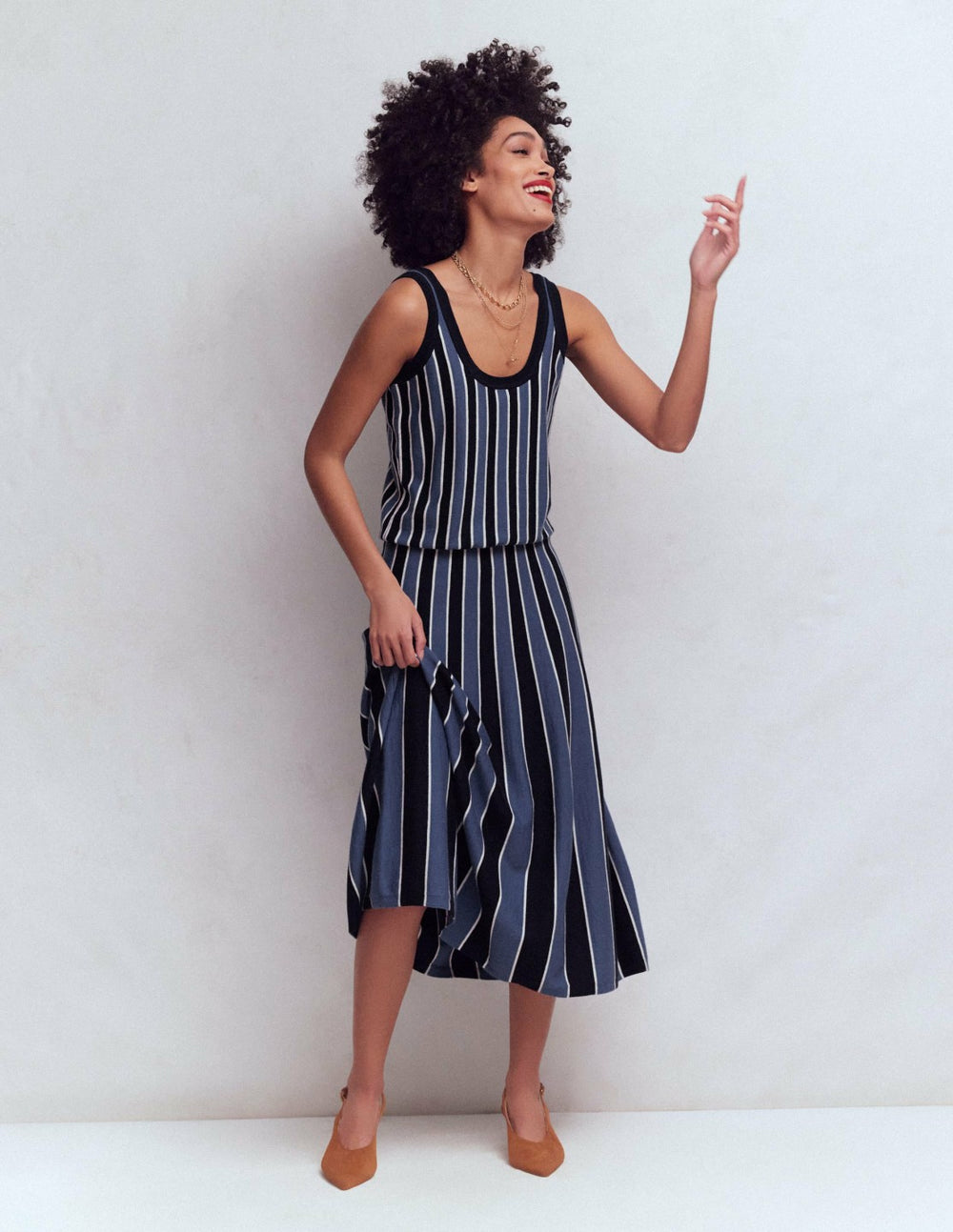 Liz Knitted Tank-True Navy Stripe / Boden Discount