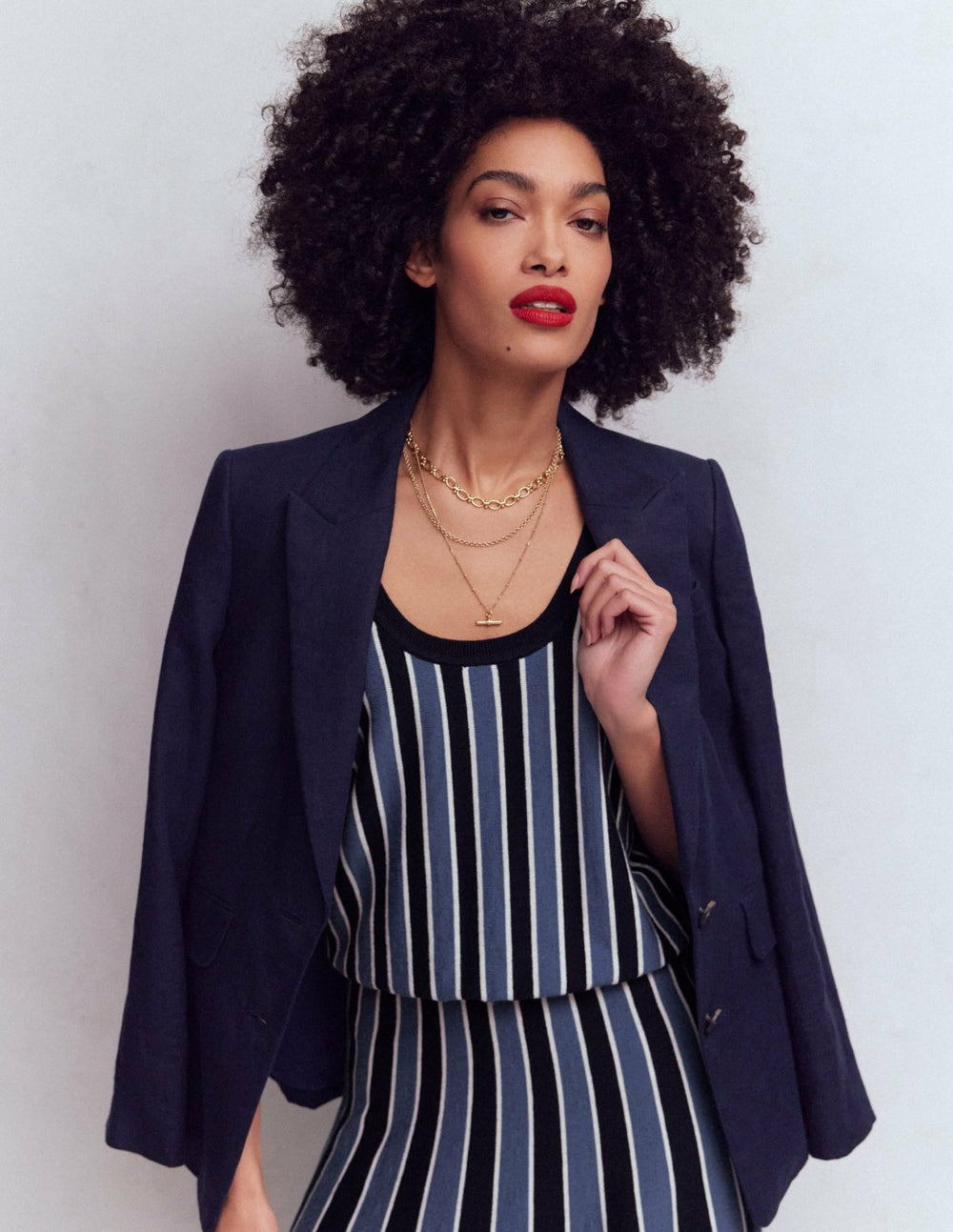 Liz Knitted Tank-True Navy Stripe / Boden Discount