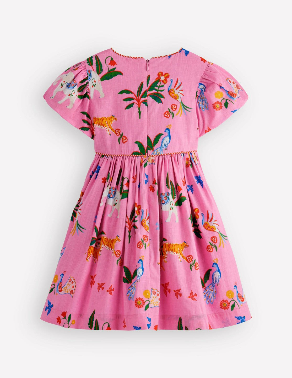 V-waist Woven Dress-Formica Pink Tropical Animals / Boden Sale