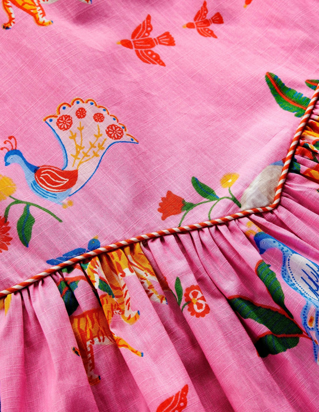 V-waist Woven Dress-Formica Pink Tropical Animals / Boden Sale