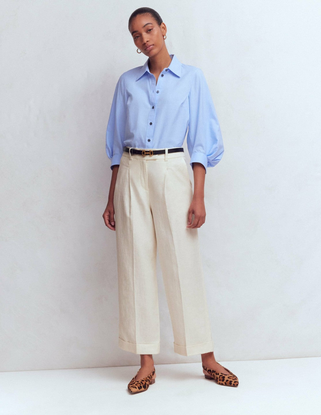 Chiswick Crop Linen Pants-Ivory / Boden Online