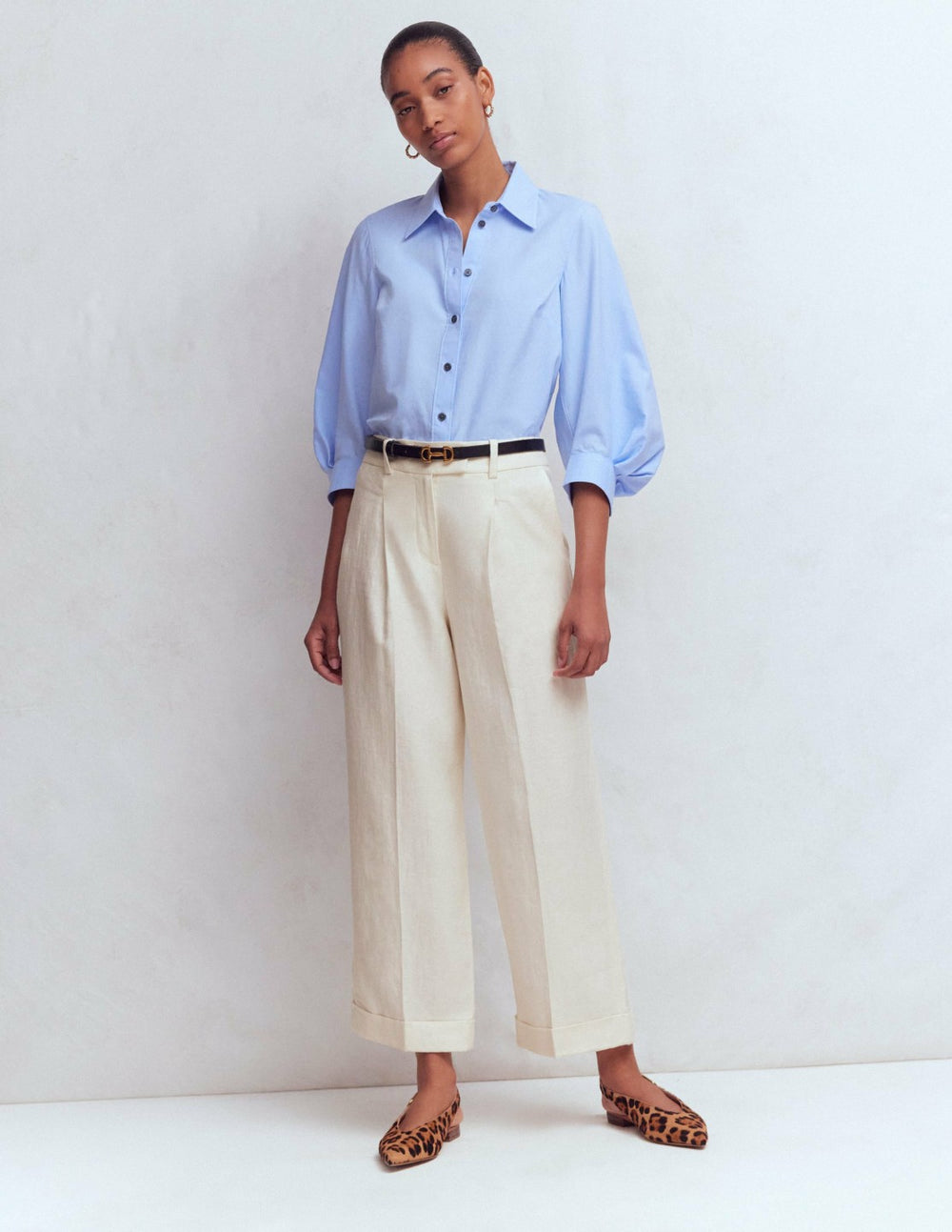 Chiswick Crop Linen Pants-Ivory / Boden Online