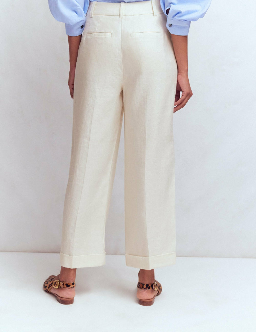Chiswick Crop Linen Pants-Ivory / Boden Online
