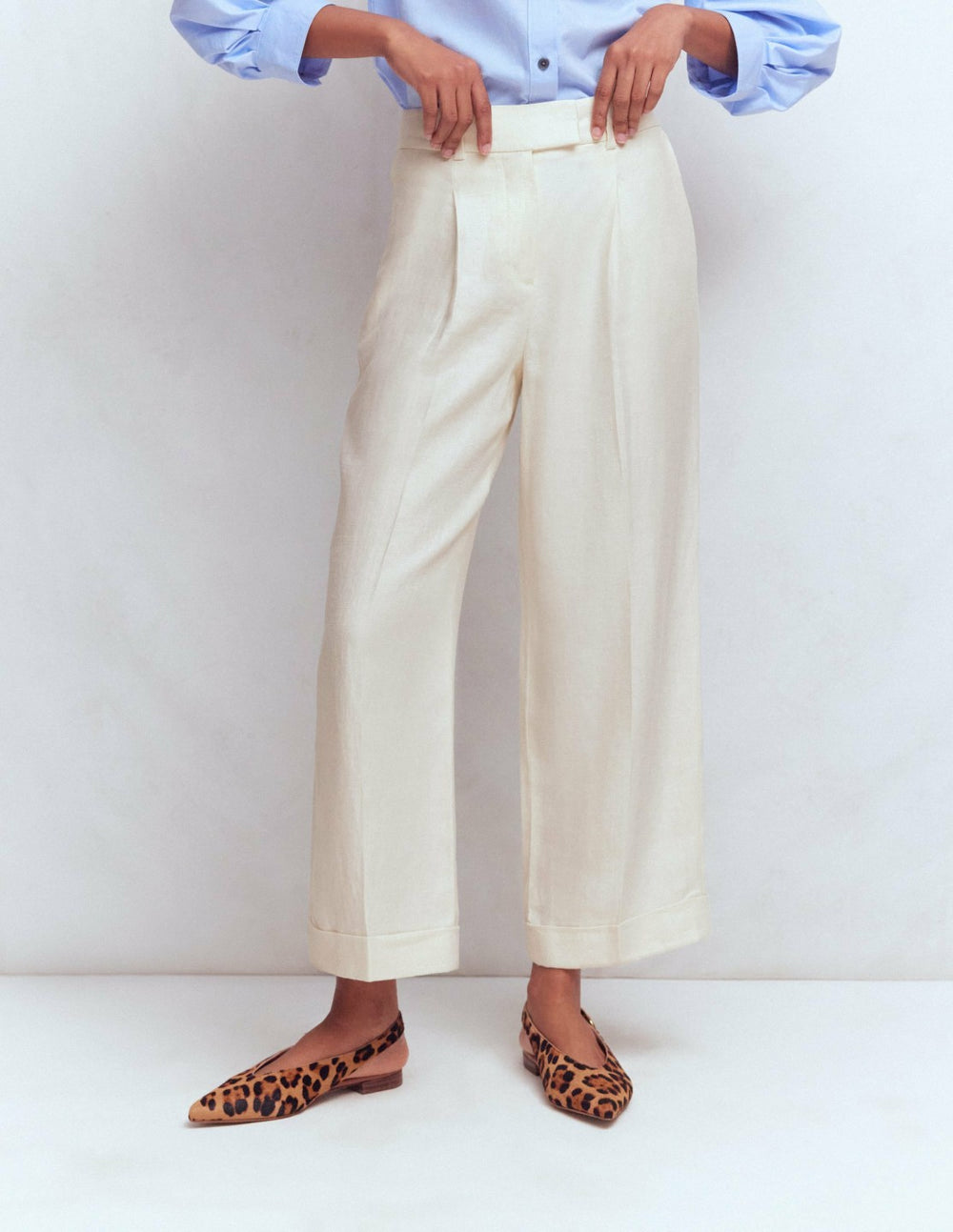 Chiswick Crop Linen Pants-Ivory / Boden Online