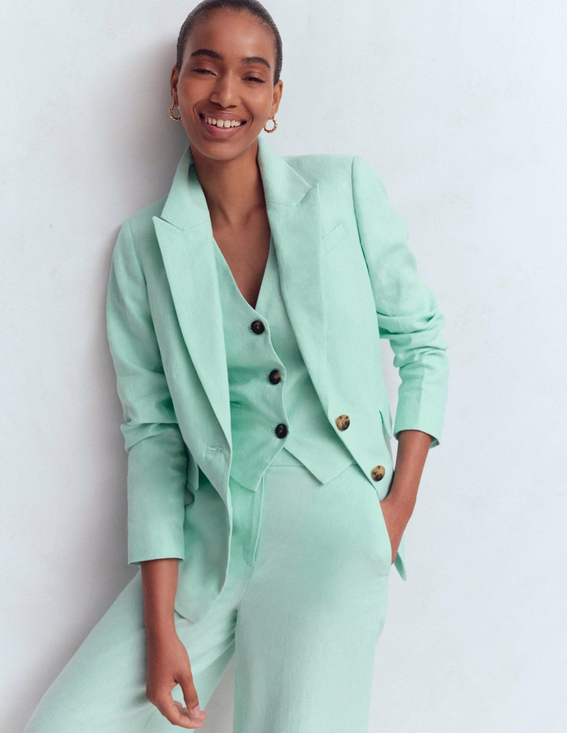 Stamford Linen Blazer-Spearmint / Boden Outlet