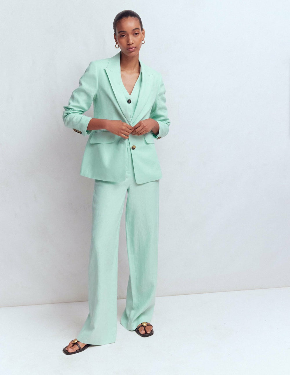 Stamford Linen Blazer-Spearmint / Boden Outlet