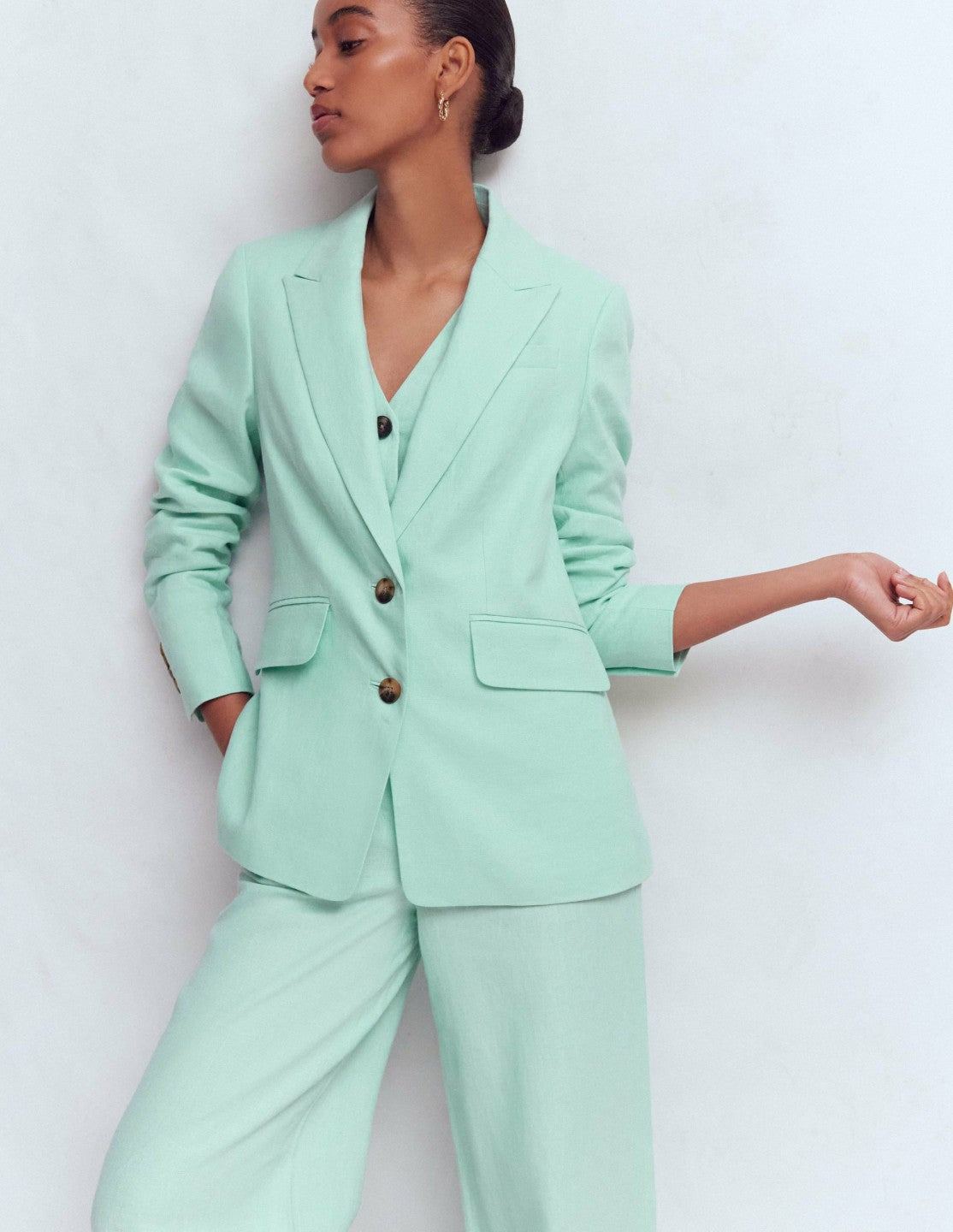 Stamford Linen Blazer-Spearmint / Boden Outlet