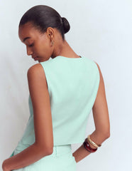 V-neck Linen Waistcoat-Spearmint / Boden On sale