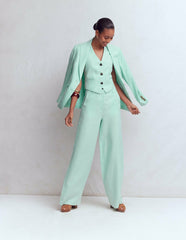 V-neck Linen Waistcoat-Spearmint / Boden On sale