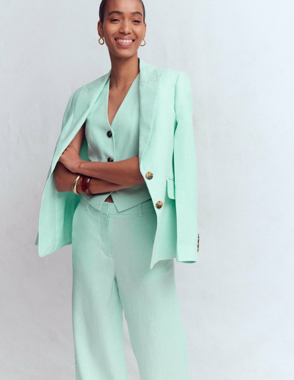 V-neck Linen Waistcoat-Spearmint / Boden On sale